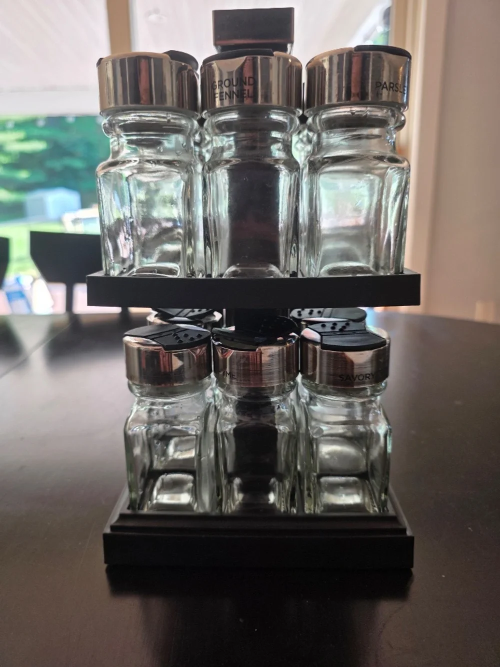 16 Glass Jar Square Carousel Spice Rack